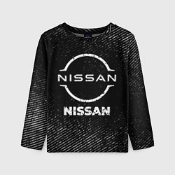 Лонгслив детский Nissan с потертостями на темном фоне, цвет: 3D-принт