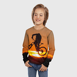 Лонгслив детский Велосипедист на закате, цвет: 3D-принт — фото 2