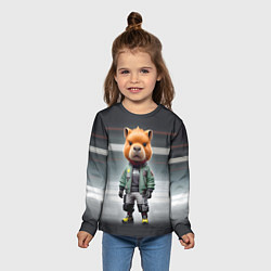 Лонгслив детский Capy - cool dude - cyberpunk, цвет: 3D-принт — фото 2