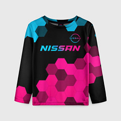 Детский лонгслив Nissan - neon gradient: символ сверху