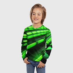 Лонгслив детский Green neon abstract, цвет: 3D-принт — фото 2