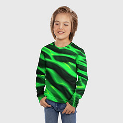 Лонгслив детский Зелено-черный абстрактный фон, цвет: 3D-принт — фото 2