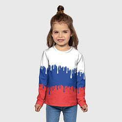 Лонгслив детский Флаг России - потёки, цвет: 3D-принт — фото 2
