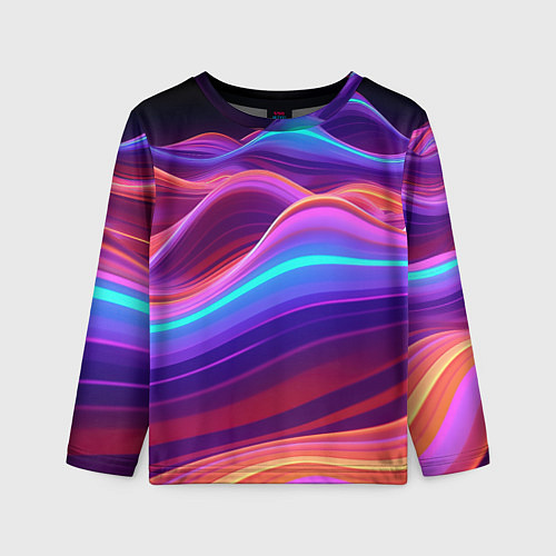 Детский лонгслив Волны из неона / 3D-принт – фото 1