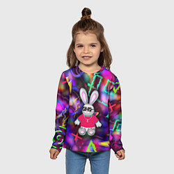 Лонгслив детский Кролик в футболке, цвет: 3D-принт — фото 2