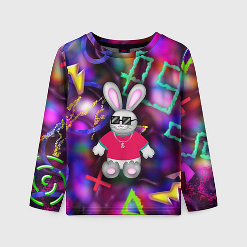 Детский лонгслив Кролик в футболке / 3D-принт – фото 1