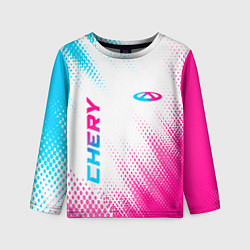 Детский лонгслив Chery neon gradient style: надпись, символ