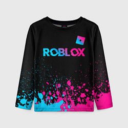 Детский лонгслив Roblox - neon gradient: символ сверху