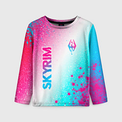 Детский лонгслив Skyrim neon gradient style: надпись, символ