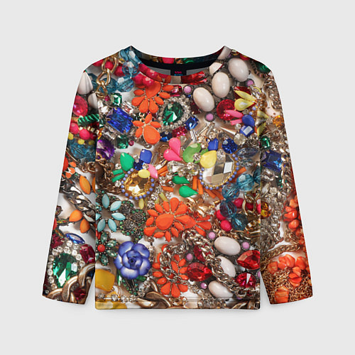 Детский лонгслив Камни и драгоценности / 3D-принт – фото 1