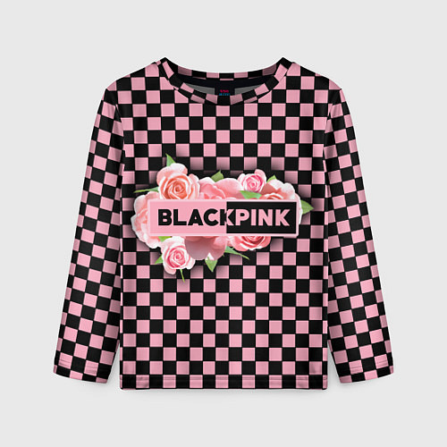 Детский лонгслив Blackpink logo roses / 3D-принт – фото 1