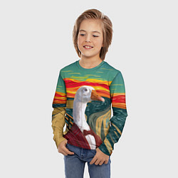 Лонгслив детский Утка пародия на картину Крик, цвет: 3D-принт — фото 2