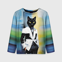 Детский лонгслив Cat fashionista - neural network - pop art