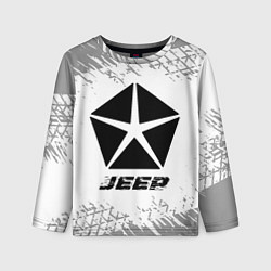 Детский лонгслив Jeep speed на светлом фоне со следами шин