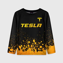 Детский лонгслив Tesla - gold gradient: символ сверху