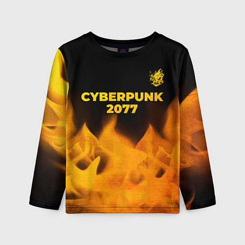 Детский лонгслив Cyberpunk 2077 - gold gradient: символ сверху / 3D-принт – фото 1