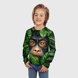 Лонгслив детский Черная обезьянка, цвет: 3D-принт — фото 2