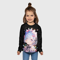 Лонгслив детский Рем из ре зеро - аниме, цвет: 3D-принт — фото 2