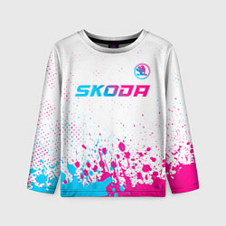 Детский лонгслив Skoda neon gradient style: символ сверху