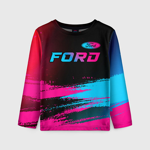 Детский лонгслив Ford - neon gradient: символ сверху / 3D-принт – фото 1