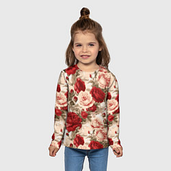 Лонгслив детский Розы паттерн, цвет: 3D-принт — фото 2