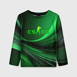 Лонгслив детский CS GO green abstract, цвет: 3D-принт