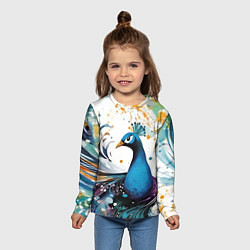 Лонгслив детский Краски, павлин, цвет: 3D-принт — фото 2