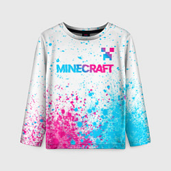 Детский лонгслив Minecraft neon gradient style: символ сверху