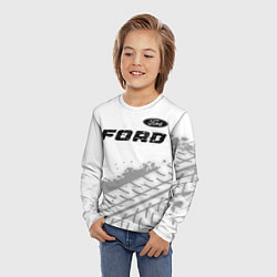 Лонгслив детский Ford speed на светлом фоне со следами шин: символ, цвет: 3D-принт — фото 2