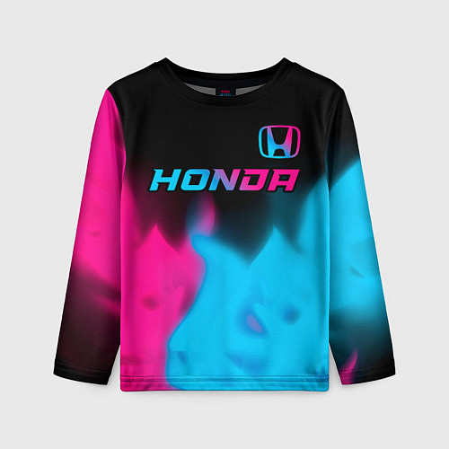 Детский лонгслив Honda - neon gradient: символ сверху / 3D-принт – фото 1