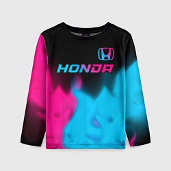 Детский лонгслив Honda - neon gradient: символ сверху