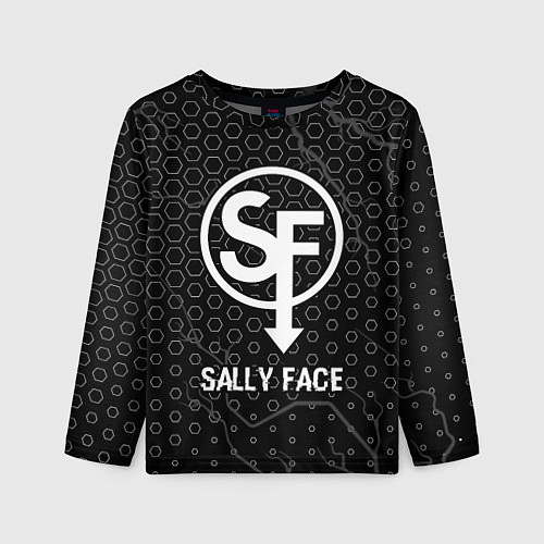 Детский лонгслив Sally Face glitch на темном фоне / 3D-принт – фото 1