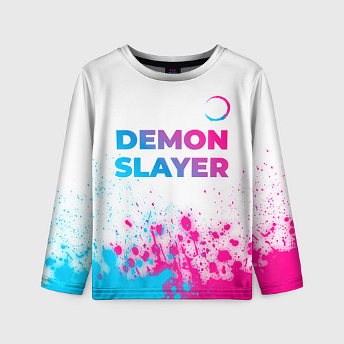 Детский лонгслив Demon Slayer neon gradient style: символ сверху / 3D-принт – фото 1