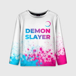 Детский лонгслив Demon Slayer neon gradient style: символ сверху