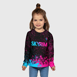 Лонгслив детский Skyrim - neon gradient: символ сверху, цвет: 3D-принт — фото 2