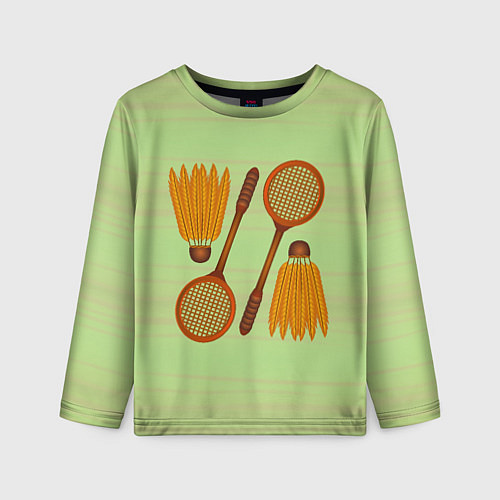 Детский лонгслив Бадминтон / 3D-принт – фото 1