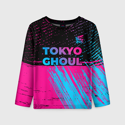 Детский лонгслив Tokyo Ghoul - neon gradient: символ сверху / 3D-принт – фото 1