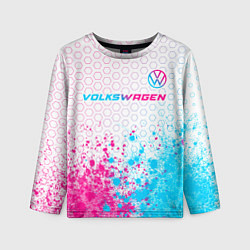 Детский лонгслив Volkswagen neon gradient style: символ сверху