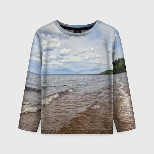 Детский лонгслив Волны на Ладожском озере / 3D-принт – фото 1
