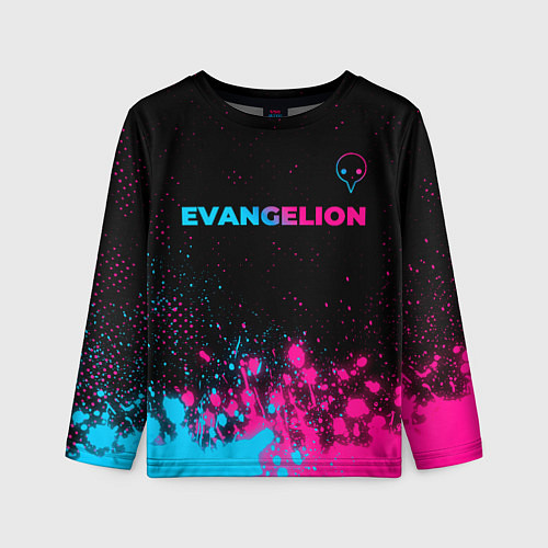 Детский лонгслив Evangelion - neon gradient: символ сверху / 3D-принт – фото 1
