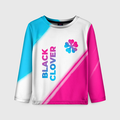 Детский лонгслив Black Clover neon gradient style: надпись, символ / 3D-принт – фото 1