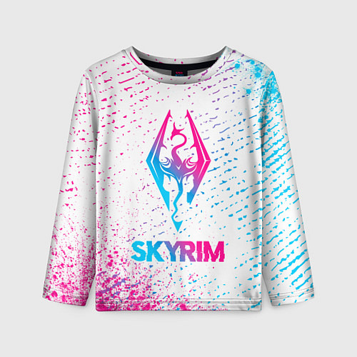 Детский лонгслив Skyrim neon gradient style / 3D-принт – фото 1