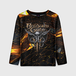 Лонгслив детский Baldurs Gate 3 logo gold and black, цвет: 3D-принт