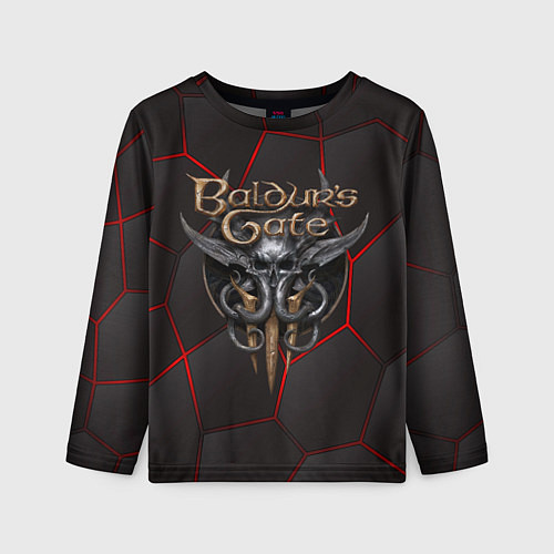 Детский лонгслив Baldurs Gate 3 logo red black geometry / 3D-принт – фото 1