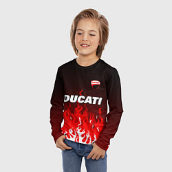 Лонгслив детский Ducati- красное пламя, цвет: 3D-принт — фото 2