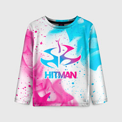 Детский лонгслив Hitman neon gradient style