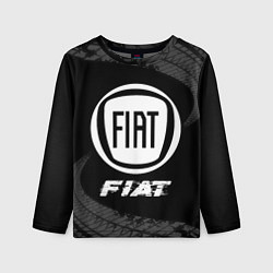 Детский лонгслив Fiat speed на темном фоне со следами шин