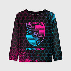 Детский лонгслив Porsche - neon gradient