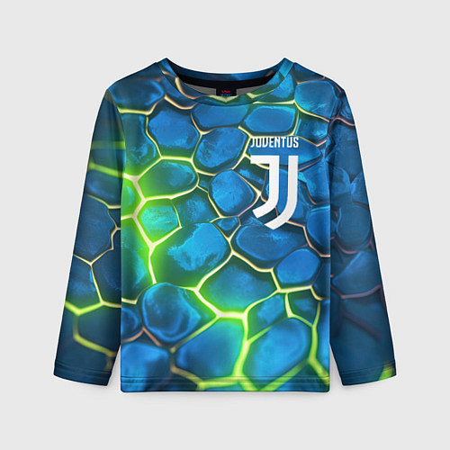 Детский лонгслив Juventus blue green neon / 3D-принт – фото 1