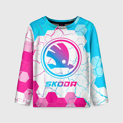 Детский лонгслив Skoda neon gradient style